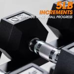 Rubber Hex Dumbbell Set with Rack - 450lbs