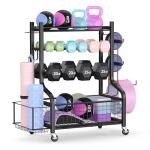 PLKOW Dumbbell Weight Rack with Wheels and Hooks