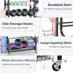 PLKOW Dumbbell Weight Rack with Wheels and Hooks