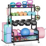 Dumbbell Rack with Wheels for Home Gym Storage