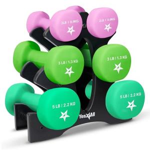 Neoprene Dumbbell Set with Plastic Rack