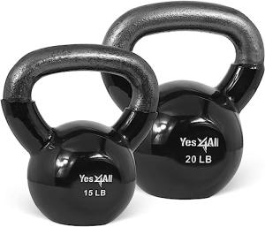 Yes4All Vinyl Coated Kettlebell Set - 15/20 lbs