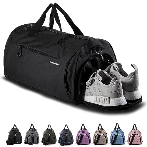 Fitgriff® Black Gym Bag with Shoe Compartment