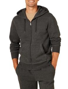 Men's Full-Zip Fleece Hoodie Sweatshirt, Charcoal