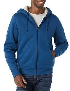 Men's Sherpa-Lined Fleece Hoodie - Dark Blue