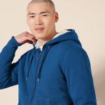 Men's Sherpa-Lined Fleece Hoodie - Dark Blue