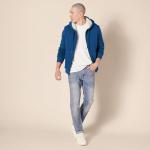 Men's Sherpa-Lined Fleece Hoodie - Dark Blue