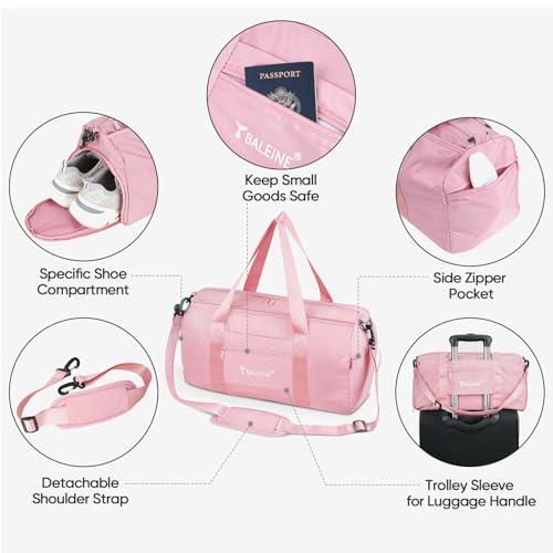 Waterproof Gym Duffel Bag with Compartments (Pink)
