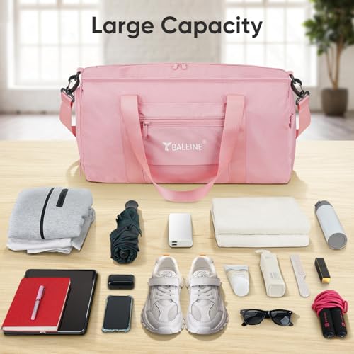 Waterproof Gym Duffel Bag with Compartments (Pink)