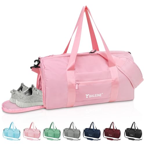 Waterproof Gym Duffel Bag with Compartments (Pink)