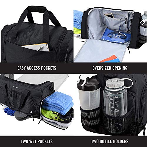 Durable Gym Bag with 10 Compartments – Black