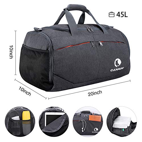 Canway 45L Lightweight Gym Bag with Shoe Compartment