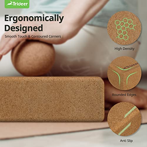 Trideer Eco-Friendly Cork Yoga Blocks - 2 Pack