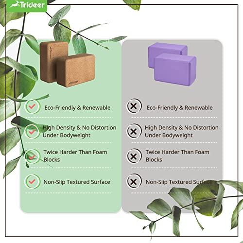 Trideer Eco-Friendly Cork Yoga Blocks - 2 Pack