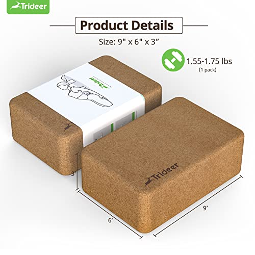 Trideer Eco-Friendly Cork Yoga Blocks - 2 Pack