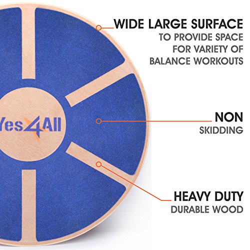 Yes4All Wooden Balance Board - 15.75" Stability Trainer