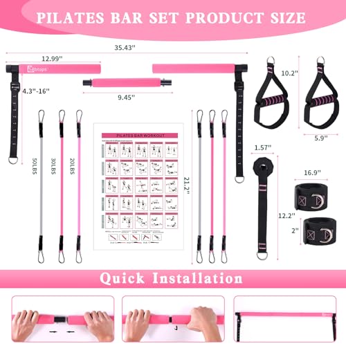 Bbtops Multifunctional Pilates Bar Kit with Bands