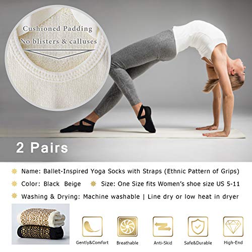 Ozaiic Women's Non-Slip Yoga Socks - 4 Pairs