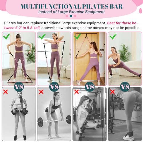 Multifunctional Pilates Bar Kit with Resistance Bands