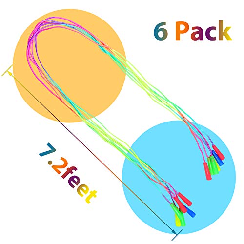 Elcoho 6 Pack Rainbow Jump Ropes Set