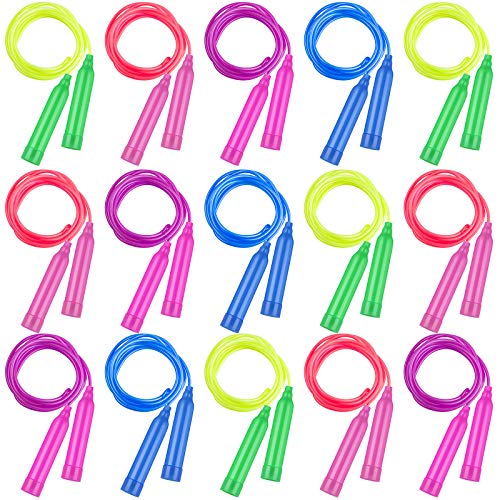 Elcoho 15 Pack Kids Adjustable Jump Rope Set