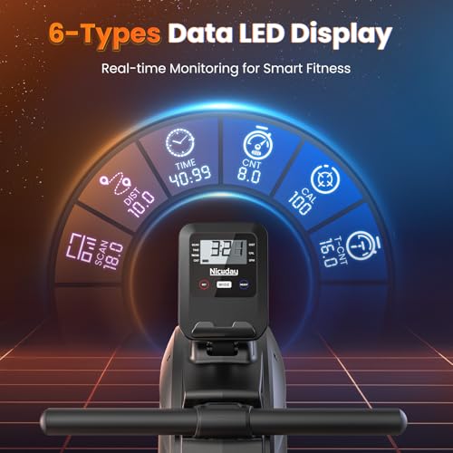 Niceday Foldable Magnetic Rowing Machine with Bluetooth