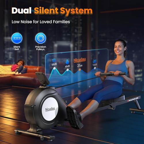 Niceday Foldable Magnetic Rowing Machine with Bluetooth