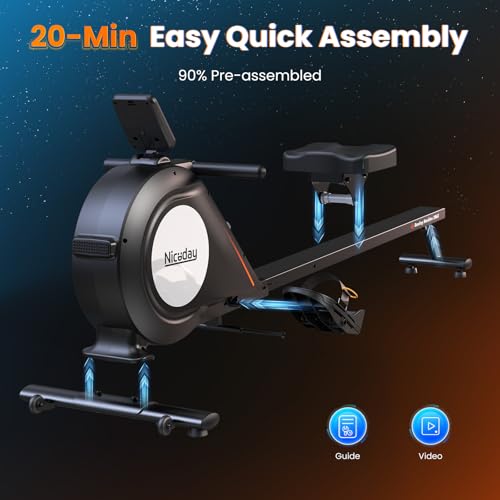 Niceday Foldable Magnetic Rowing Machine with Bluetooth