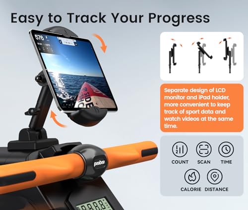 pooboo Magnetic Rowing Machine with LCD Monitor