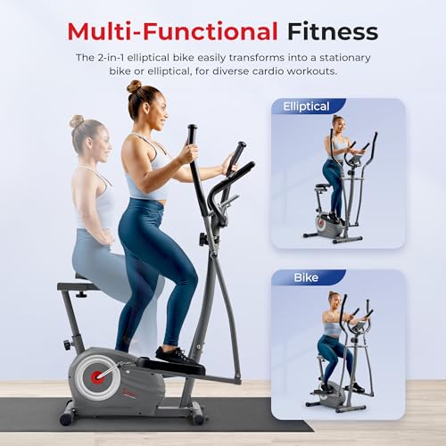 Sunny Health & Fitness 2-in-1 Elliptical Bike