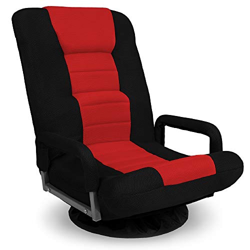 Swivel Gaming Chair with Lumbar Support - Black/Red