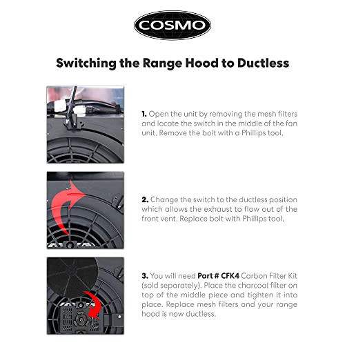 COSMO Slim Range Hood with LED Lights