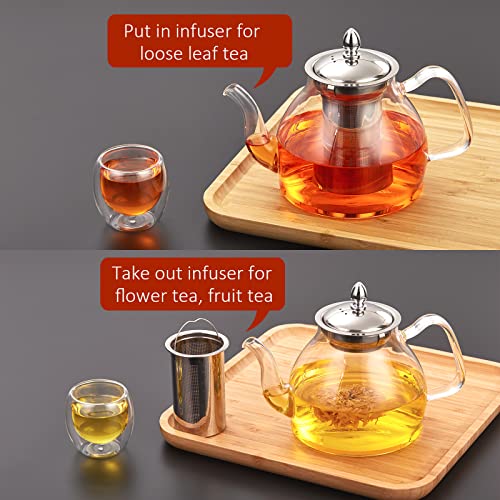 Glass Teapot with Stainless Steel Infuser, 40oz