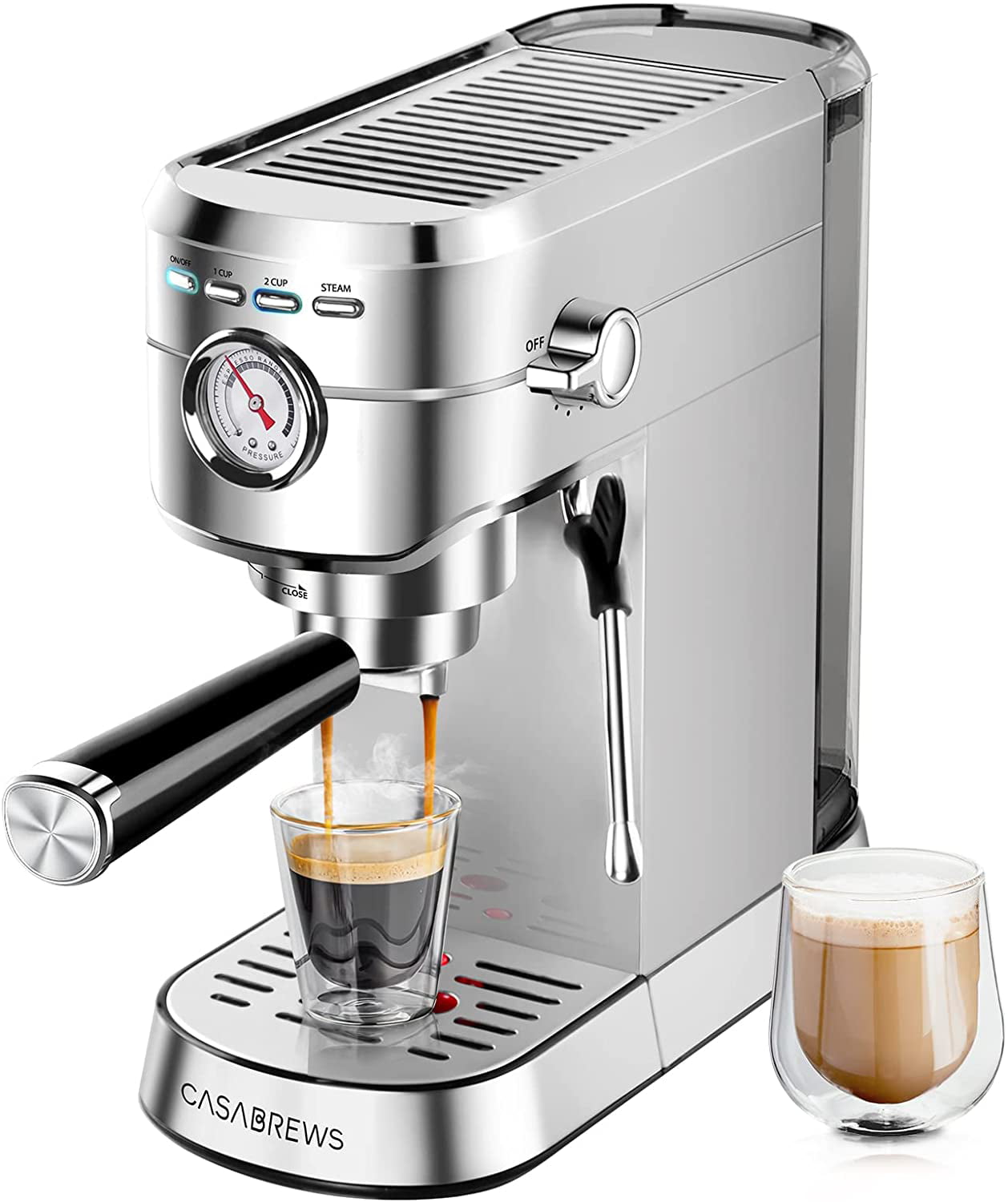Stainless Steel Espresso Machine with Milk Frother