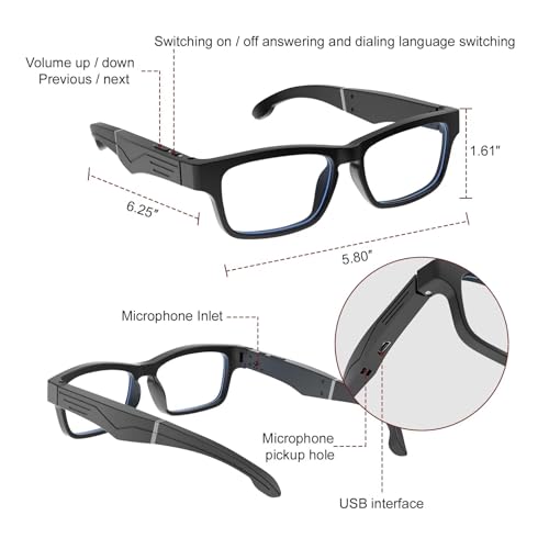 TnoxHD Bluetooth Smart Glasses with Speakers & Control