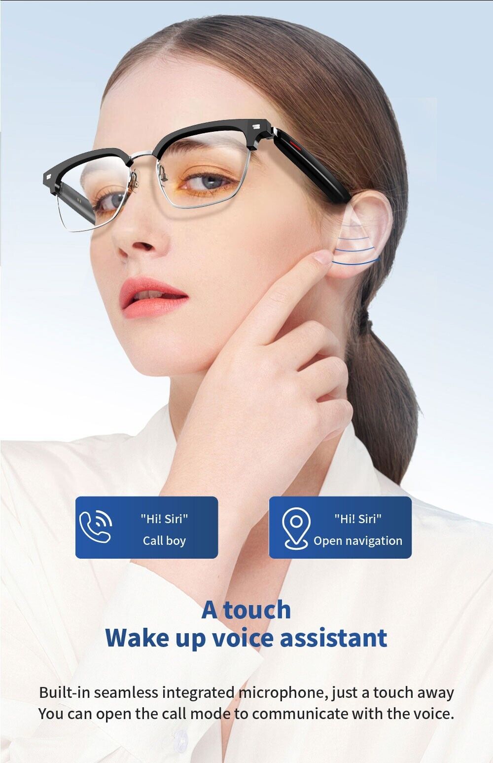 Bluetooth Smart Glasses with Anti Blue-Light Audio
