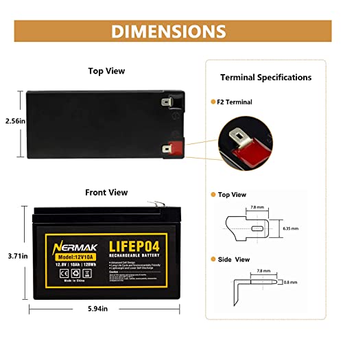 NERMAK 12V 10Ah Lithium Iron Deep Cycle Batteries