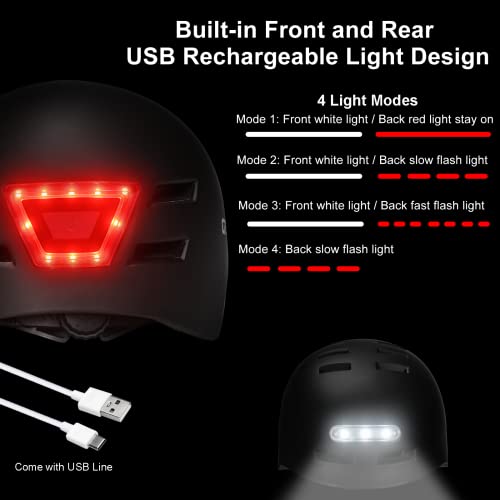 GTSBROS Adjustable Adult Bike Helmet with LED Lights