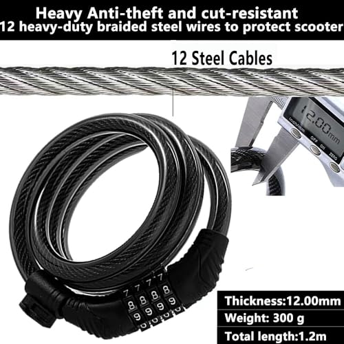Secure 4ft Combination Lock for Electric Scooters