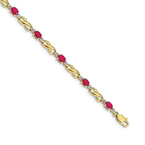 Ruby Diamond Bracelet - 14k Yellow Gold