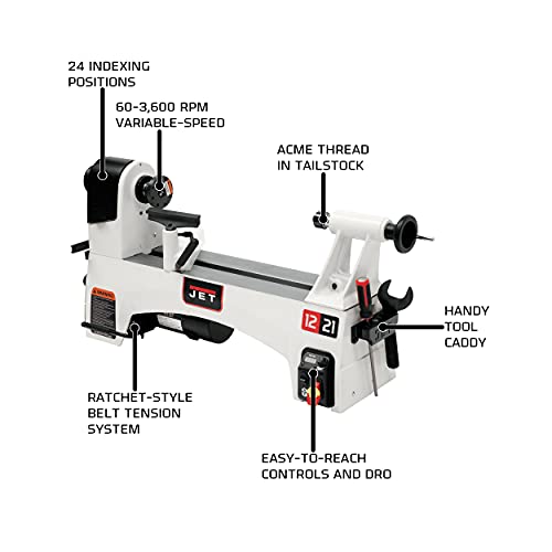 JET 12" x 21" Variable Speed Woodworking Lathe