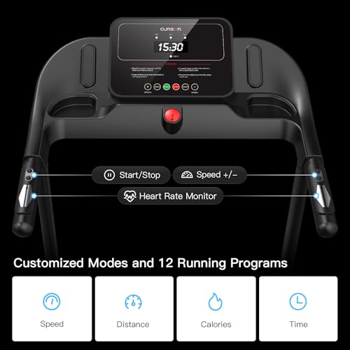 Cursor Fitness Folding Treadmill with Pulse Sensor, 2.5HP