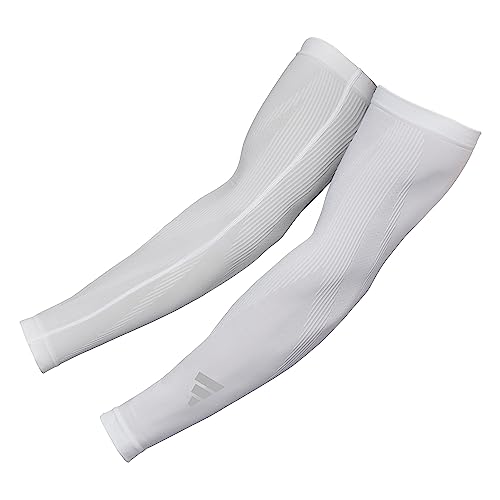 adidas White Unisex Arm Sleeves, Small/Medium US Size
