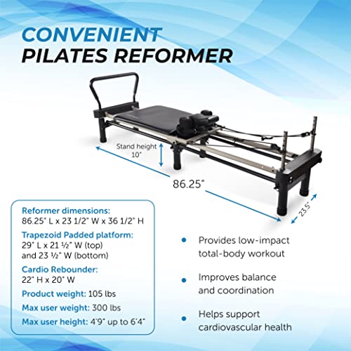 AeroPilates Premier Studio Reformer with Cardio Rebounder, Black
