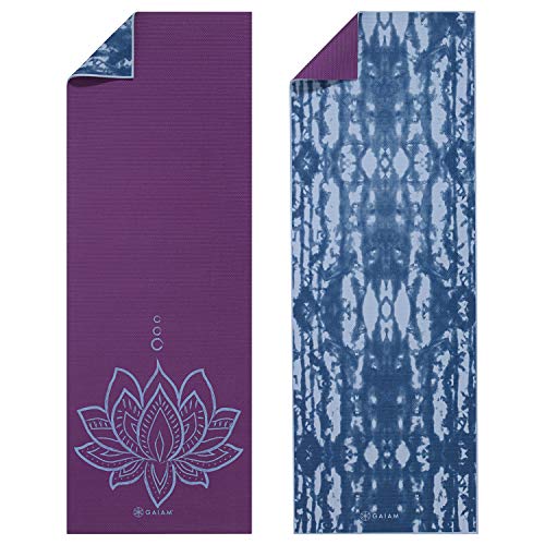 Gaiam Extra Thick Reversible Yoga Mat, Purple Lotus
