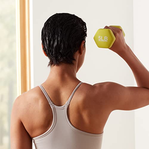 Amazon Basics Neoprene Coated Dumbbells, 5lb each, Green