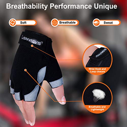 Breathable Gym Workout Gloves with Wrist Support & Padding