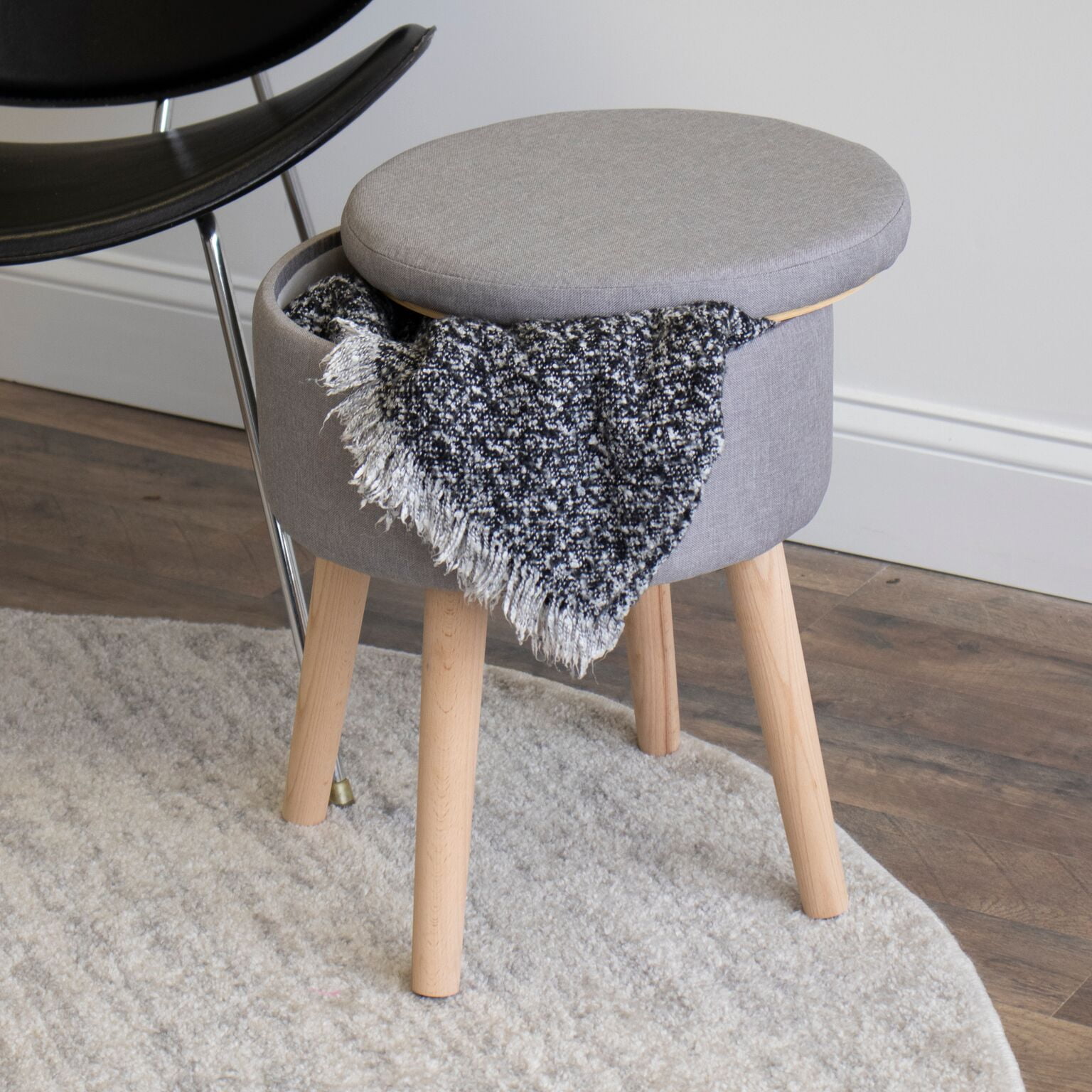 Humble Crew Ashton 14" Round Storage Ottoman with Tray