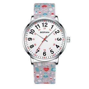 BOFAN Easy-Read Nurse Watch with Silicone Band