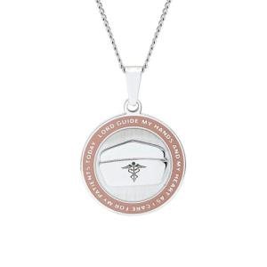 Engravable Pink Nurse's Prayer Pendant Necklace